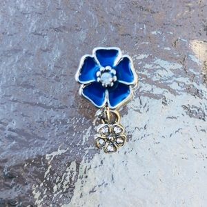 Flower charm bracelet necklace  blue New